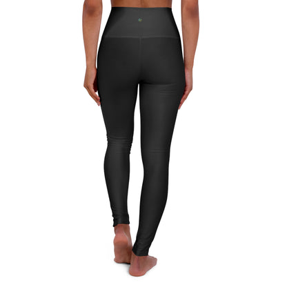 High-Waist Yoga Leggings — Black Activewear -Move Vibe wordmark