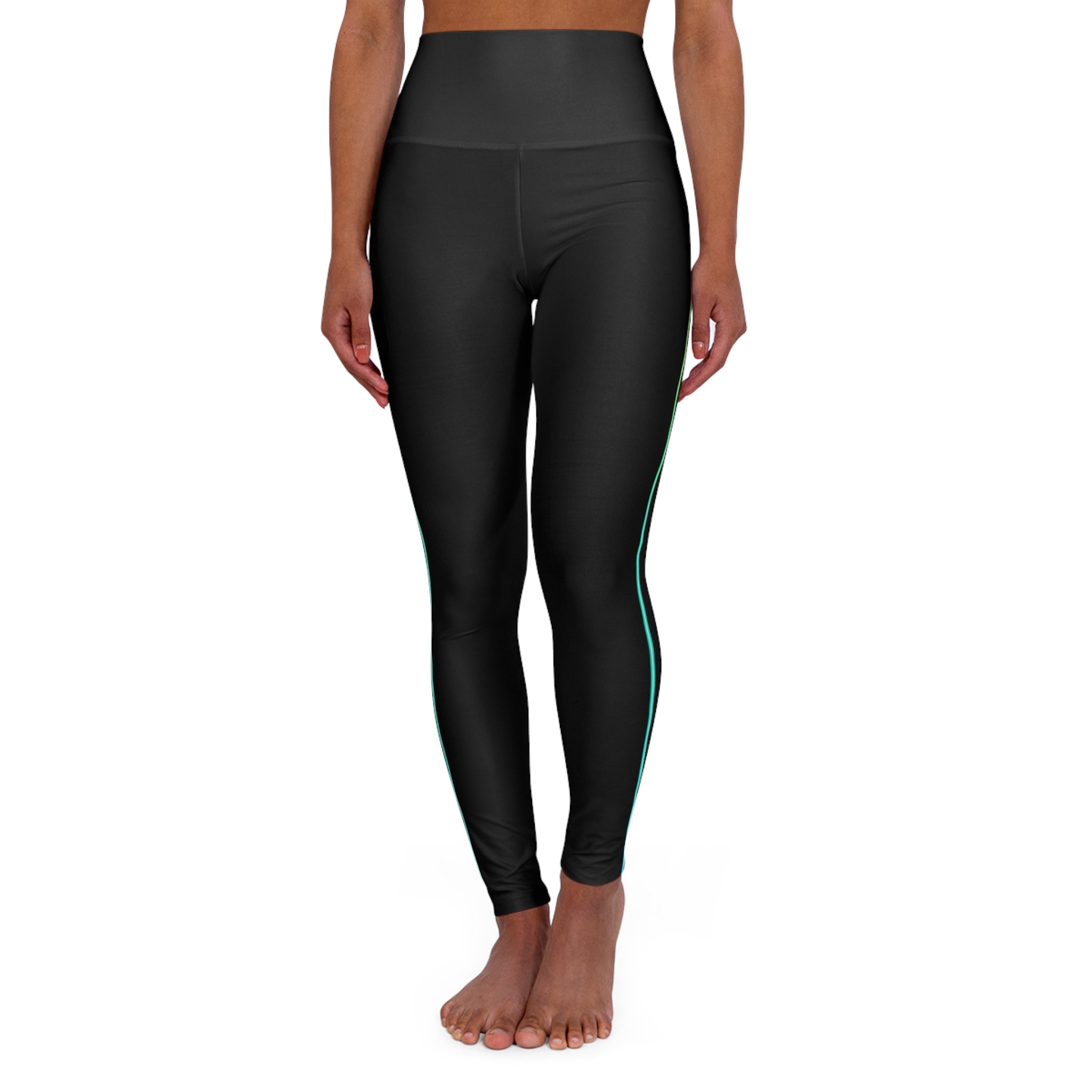 High-Waist Yoga Leggings — Black Activewear -Move Vibe wordmark with Energy line