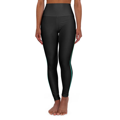 High-Waist Yoga Leggings — Black Activewear -Move Vibe wordmark with Energy line
