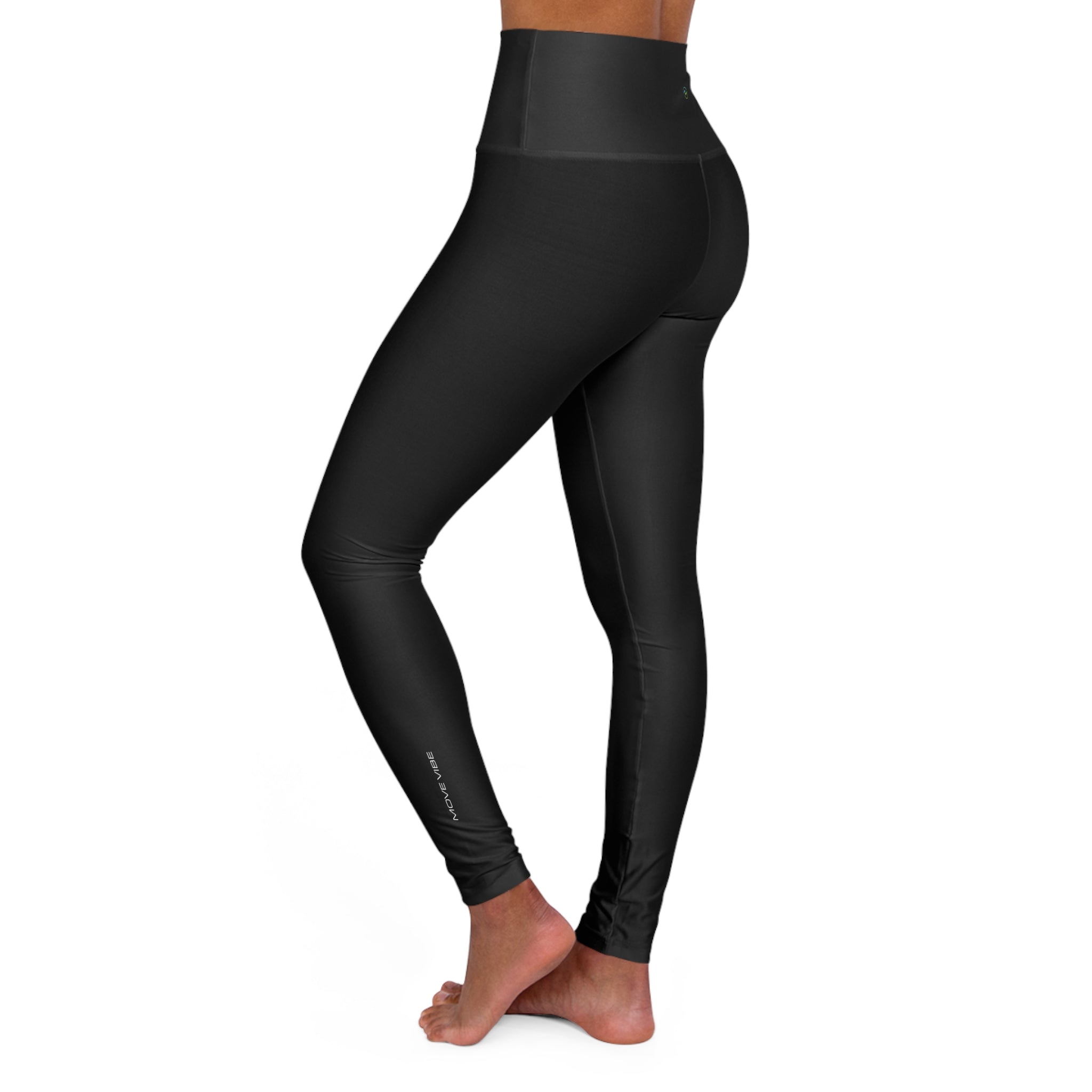 High-Waist Yoga Leggings — Black Activewear -Move Vibe wordmark