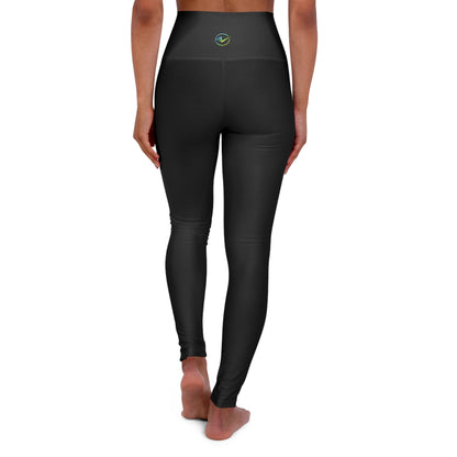 High-Waist Yoga Leggings — Black Activewear -Move Vibe wordmark with Energy line