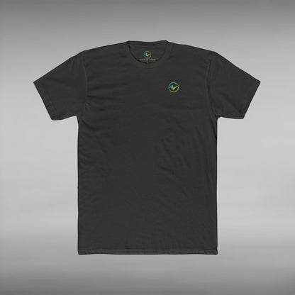 Move Vibe black crew neck cotton t-shirt with a small circular logo on the chest, featuring a lightweight fit.