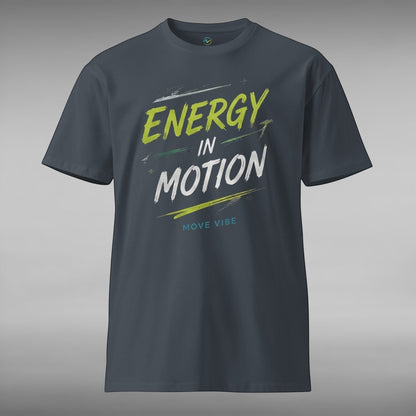 Move Vibe unisex premium crew neck t-shirt in charcoal grey with Energy In Motion graphic print