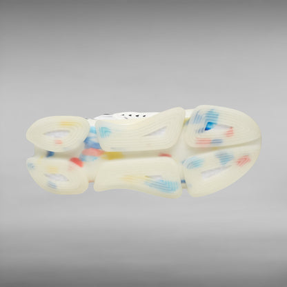 Move Vibe performance running sneaker showing the translucent EVA and TPU sole with colorful speckled detailing.